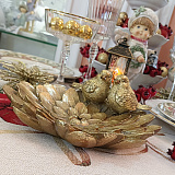 Блюдо Птицы на листике  (золото) , р-р: 20*7,5см